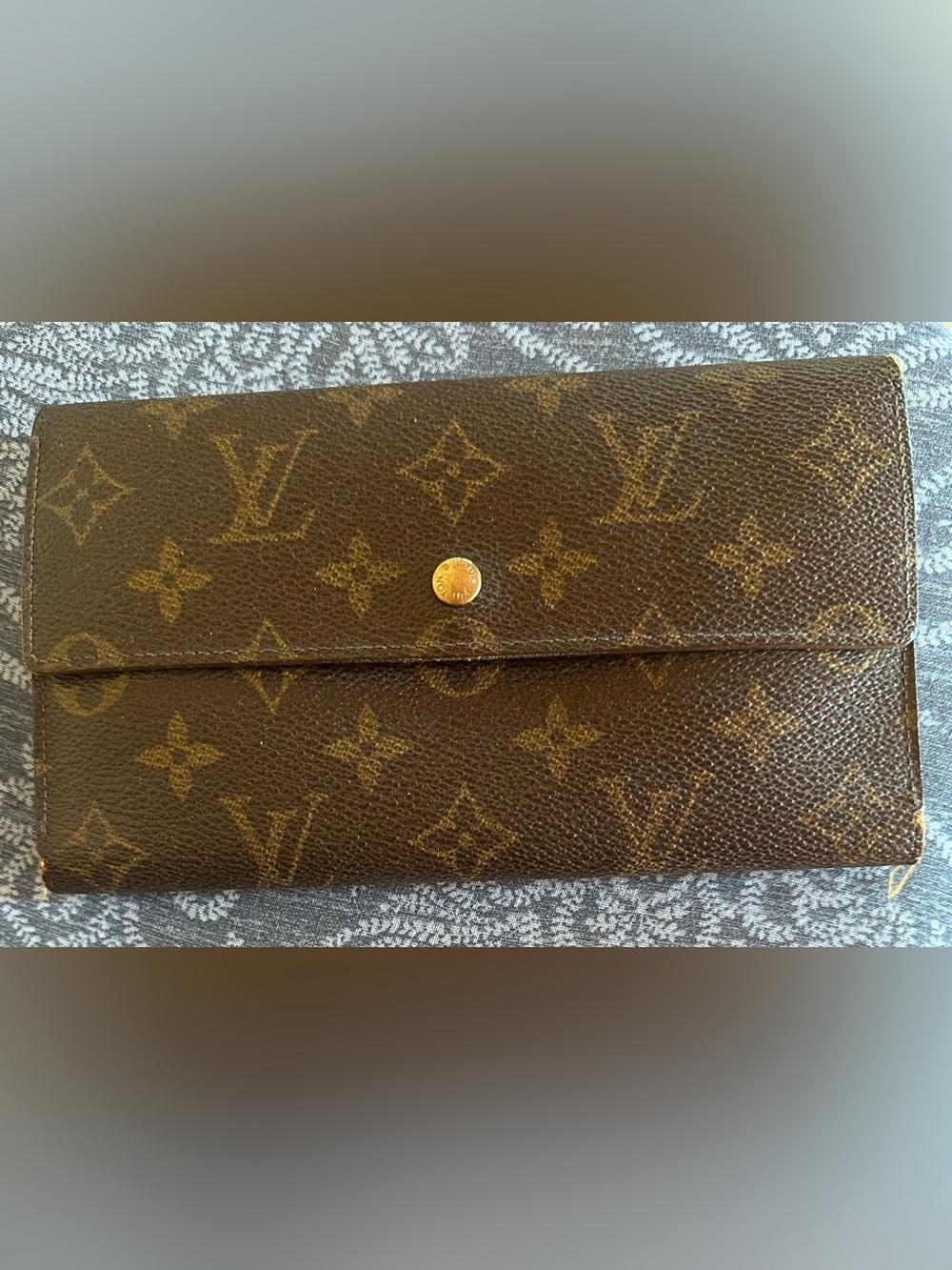 Louis Vuitton Monogram Canvas Folded Wallet in Brown and Gold-tone